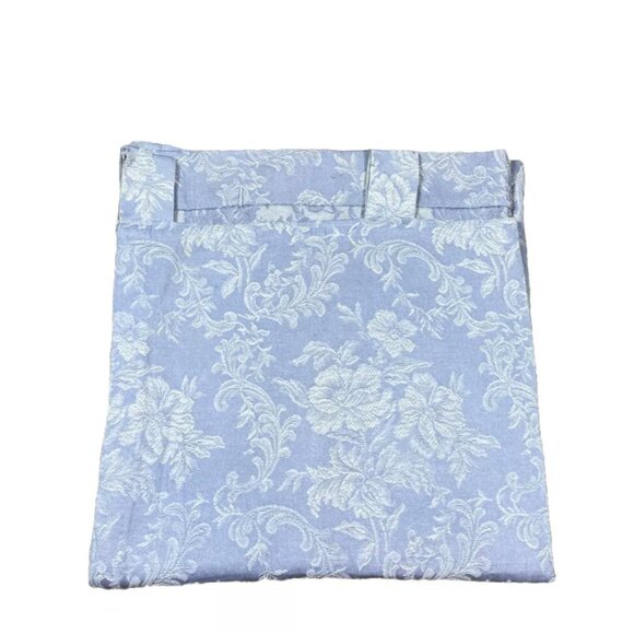 1 Vintage Burlington Curtain Tab Top Panel 80 Long Light Blue White Embroidered - Picture 1 of 9